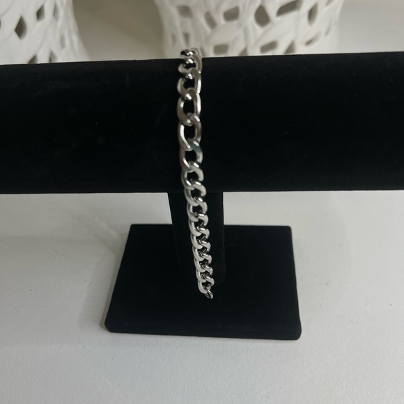Stainless Steel Men's Silver Bracelet, Fashion Hip Hop Cuban Link201 Steel NWT - Picture 1 of 8